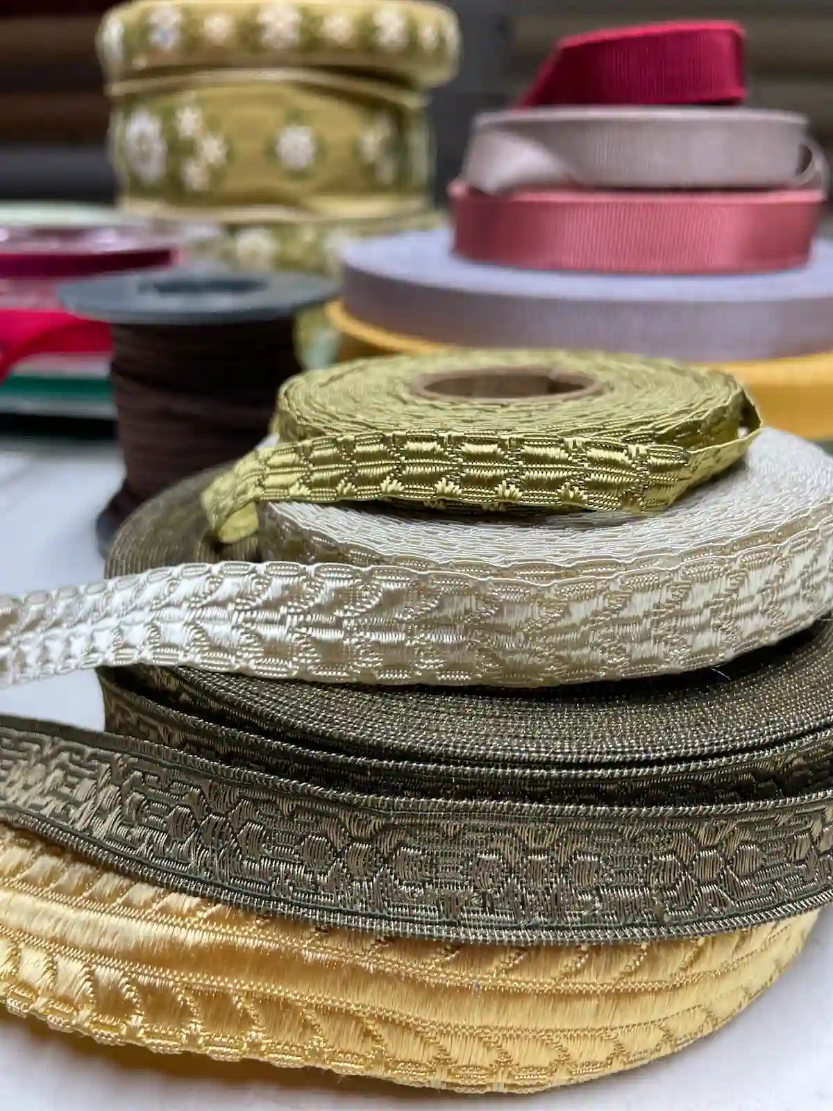 Dekostoffe Aus Verschiedenen Materialien Und Mustern